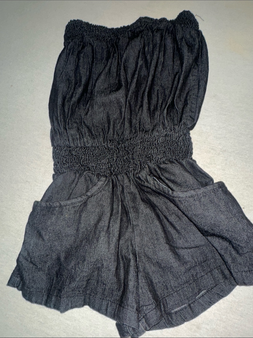 Black Smocked-Waist Women's Bermuda Shorts with Pockets